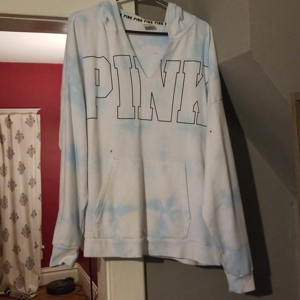 Light blue tie died hoodie